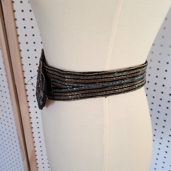 Vintage 80s Beaded Statement Belt Milor Black - Picture 8 of 10